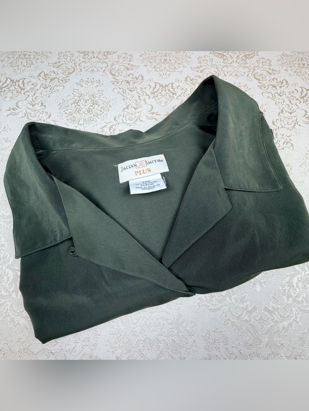 Jaclyn Smith Olive Green Button-Down Shirt